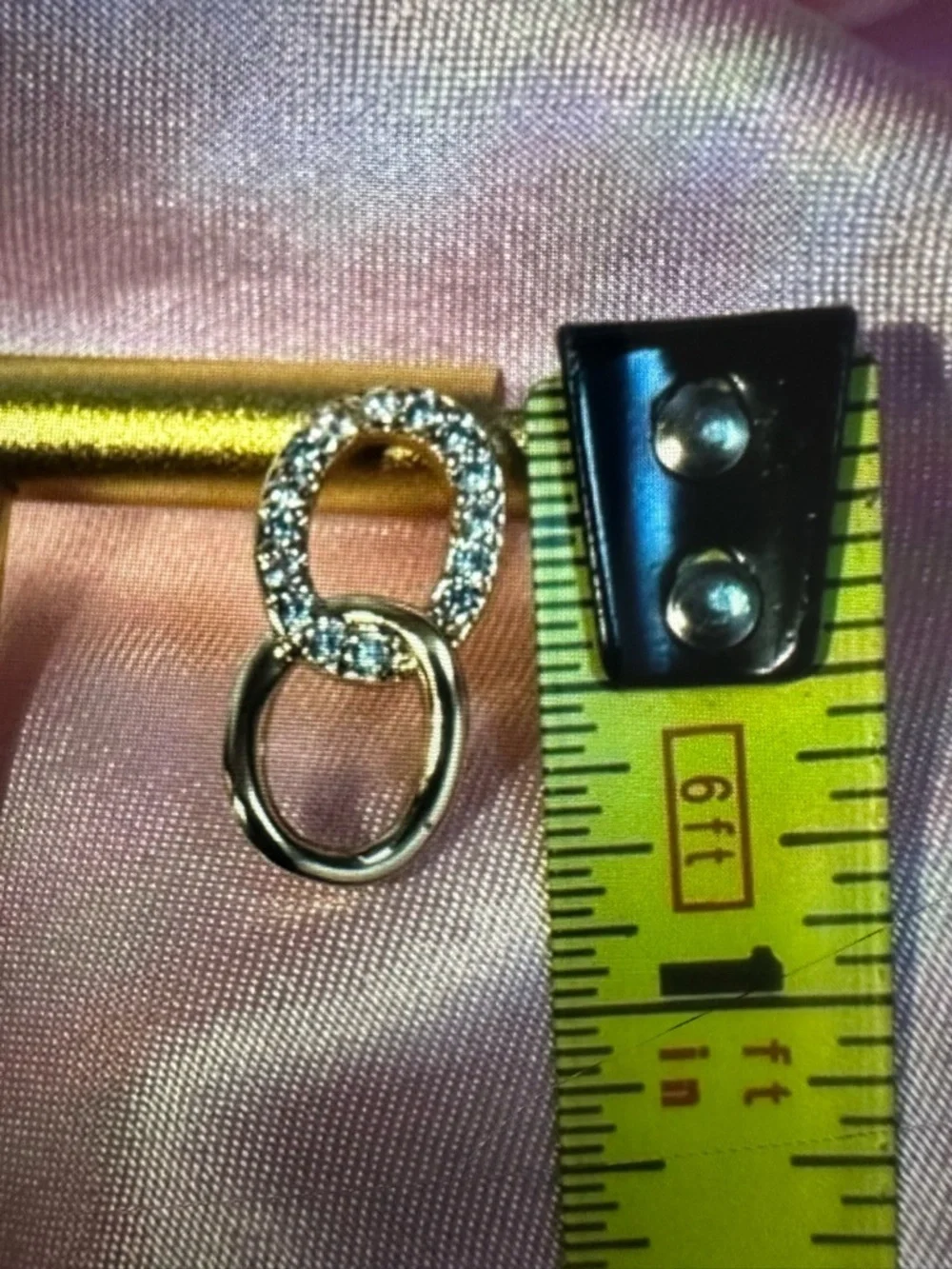 18K Gold Plated CZ Double Circle Stud Earrings | Linked Drop Style NWT